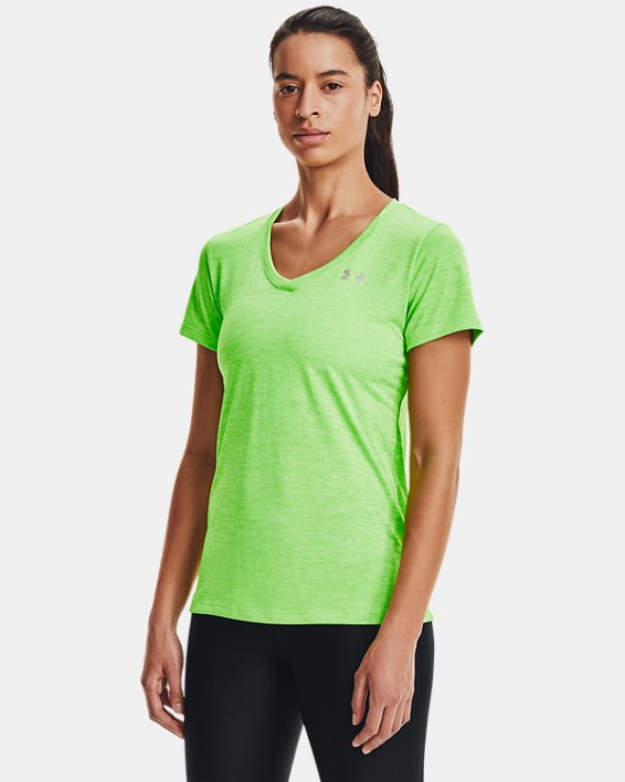 Women's UA Tech™ Twist V-Neck Short Sleeve, Green, pdpMainDesktop image number 0